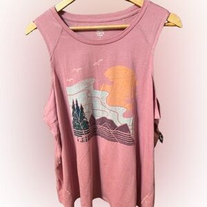 NWT Torrid Happy Camper Mauve Graphic Lightweight Muscle Tee Shirt Size 1X